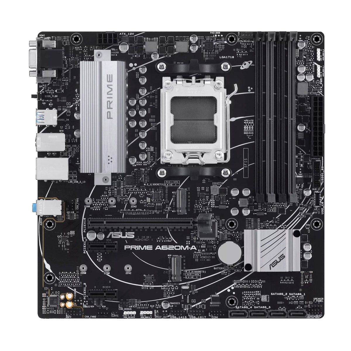 ASUS PRIME A620M-A-CSM - Placa base - micro ATX - Socket AM5 - AMD A620 Chipset - USB 3.2 Gen 1 USB 3.2 Gen 2 USB-C 3.2 Gen 1 - Gigabit LAN - Tarjeta gráfica CPU necesaria - HD Audio 8-canales - Código: PRIME A620M-A-CSM | Compra en Guadalajara