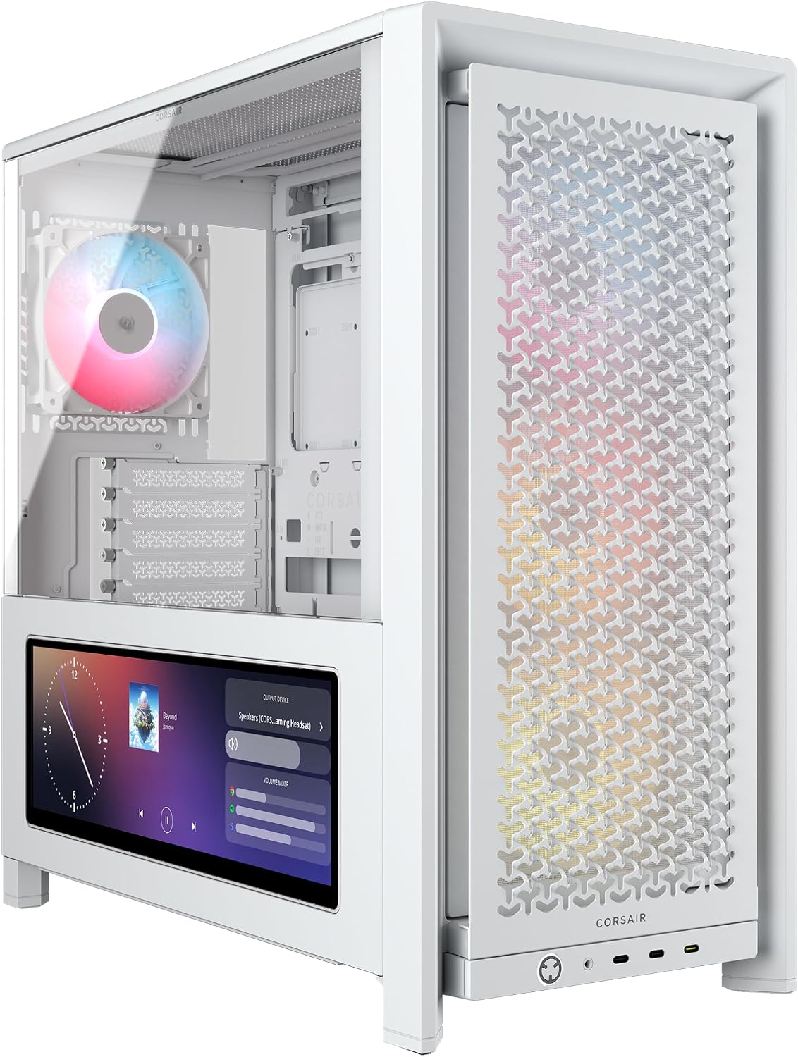 GABINETE CORSAIR CC-9011327-WW 4000D FRAME LCD ES ARGB PREMIUM CRISTAL TEMPLADO MED TORRE SIN FUENTE BLANCO - Cooler Master