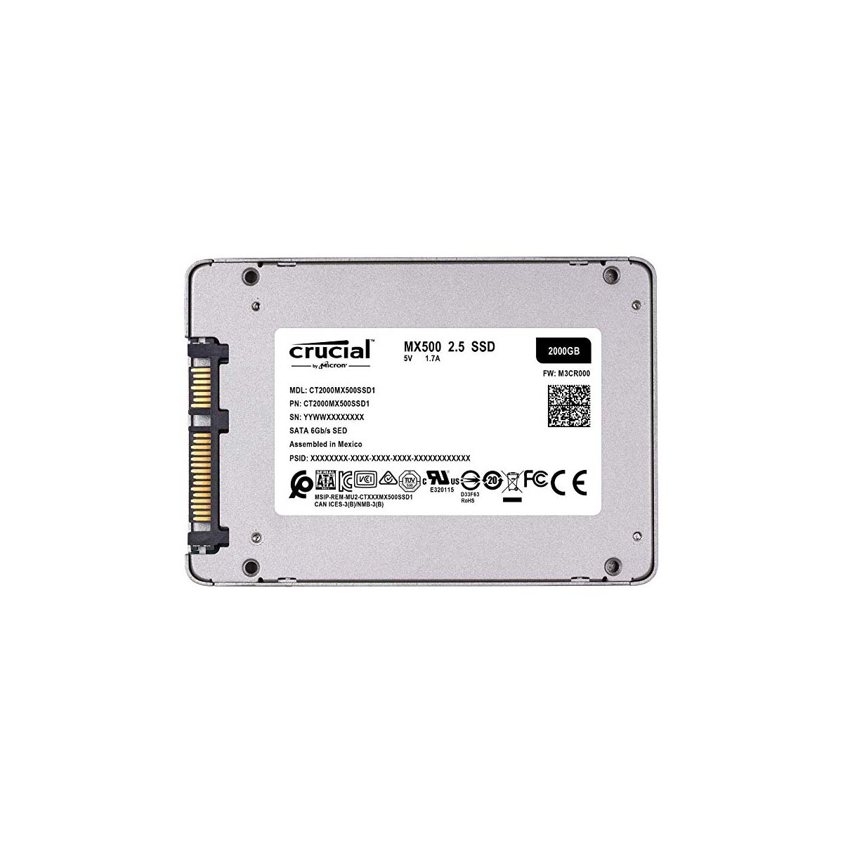 Unidad Ssd 2 5  Crucial 2Tb  Ct2000Mx500Ssd1  Sata3  7Mm  3D Nand - CT2000MX500SSD1