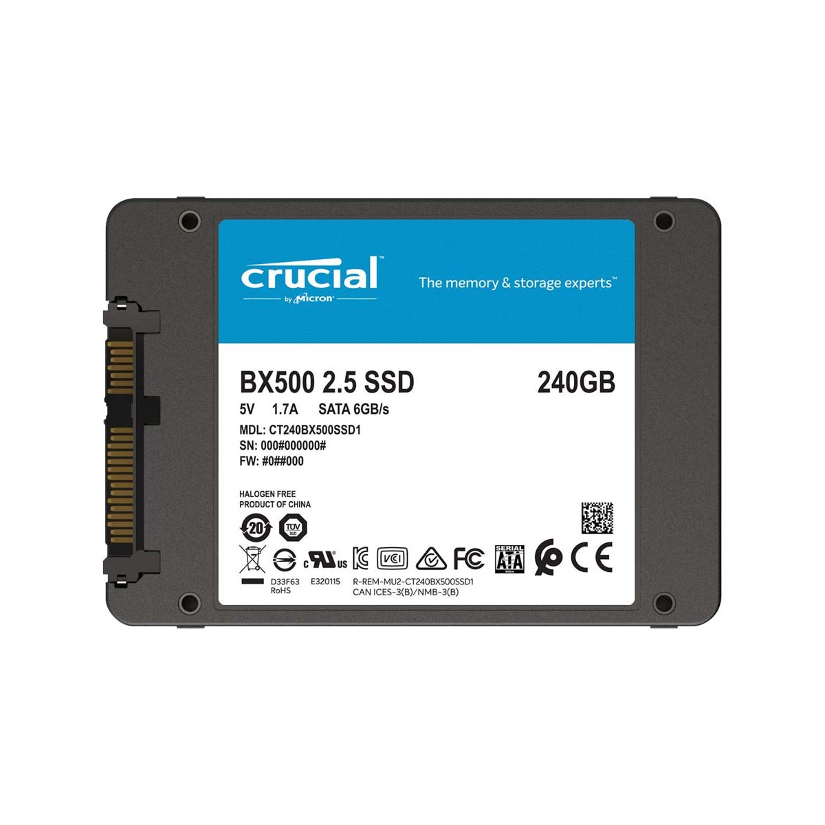UNIDAD SSD 2.5 CRUCIAL 240GB CT240BX500SSD1 SATA37MM 3D NAND - Código: CT240BX500SSD1 | Compra en Guadalajara