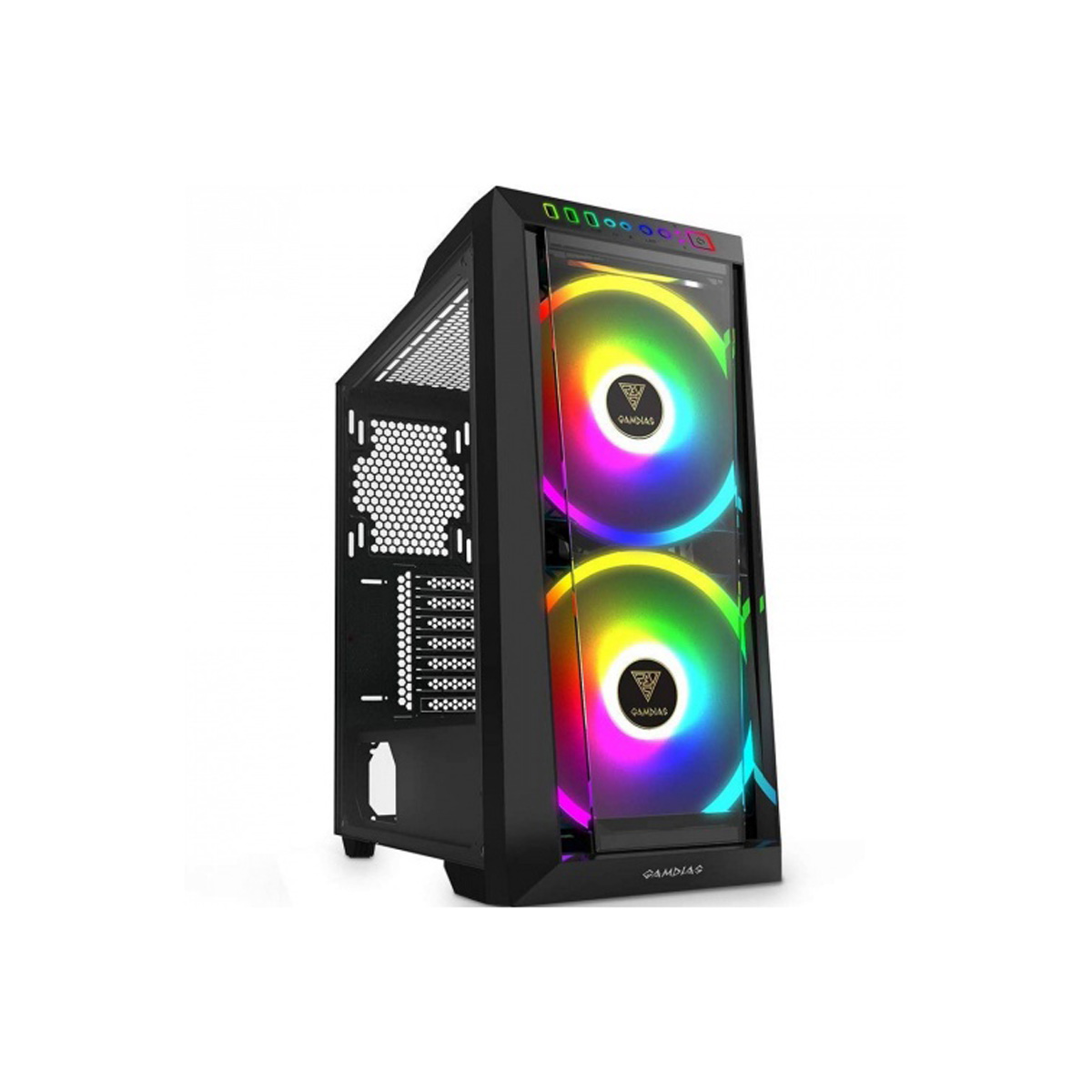 GABINETE GAMDIAS GD-APOLLO M2 ELITE VIDRIO TEMP 2FAN RGB FRONTAL 1FAN TRASERO ATX S/FUENTE - Código: GD-APOLLO M2 ELITE | Compra en Guadalajara