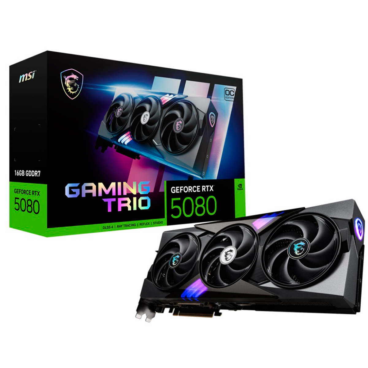 TARJETA DE VIDEO MSI RTX 5080 16G GAMING TRIO OC 16GB GDDR7 2715 MHZ 1HDMI 3DP - Msi