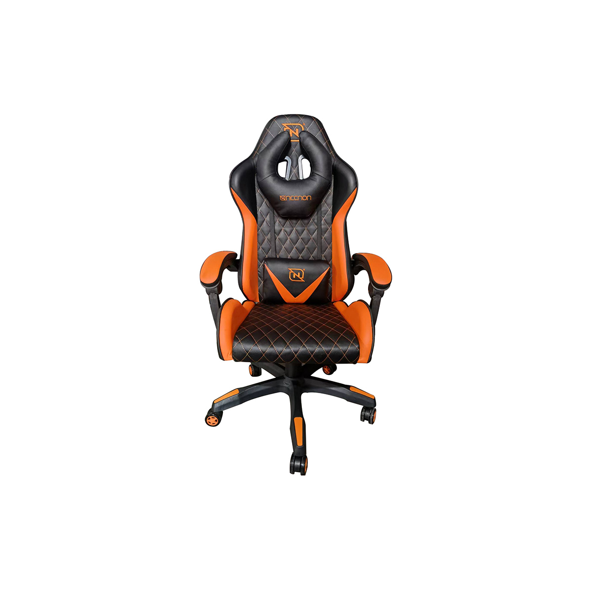 Silla Gamer Necnon  Nsg 01 Nj  Ngs 01 Piston Clase4 Foam Rueda 5  Cojin Lumbar Y Cabeza Ngo Naranja - NBSG0129C4