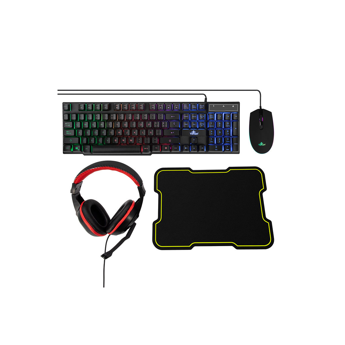 Kit Hydra Ykh 20708 Yeyian Teclado Mouse Mousepad Diadema Gamer Rgb - YKH-20708