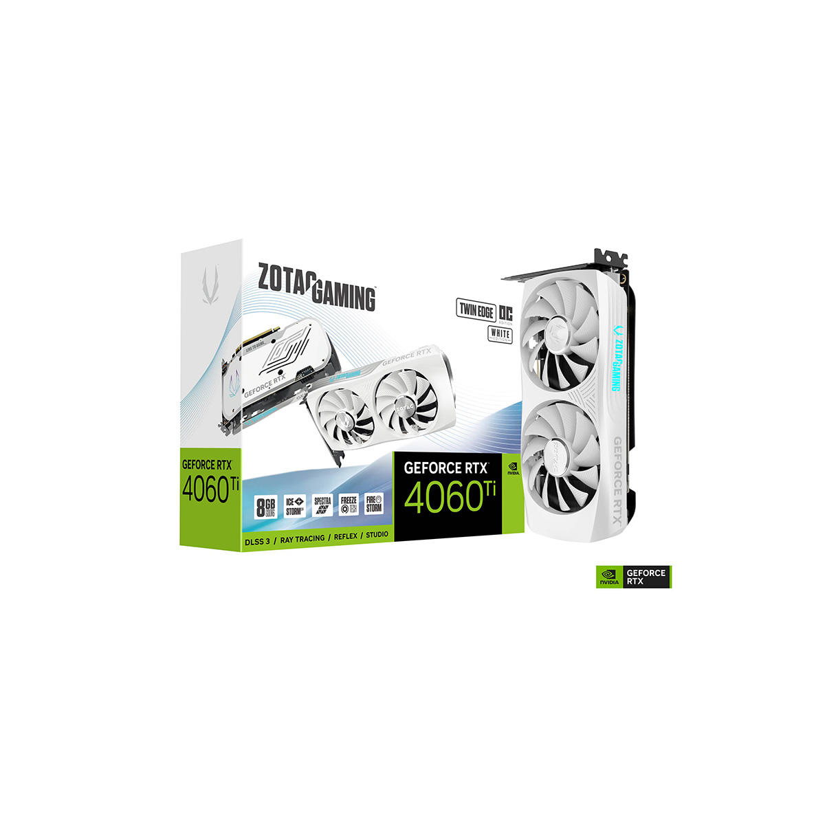 Tarjeta De Video Zotac  Zt D40610Q 10M  Rtx4060Ti8Gb Oc Blanco Pci E 4 0 Hdmi 3 Dp 1 4A 2 Fan - ZT-D40610Q-10M